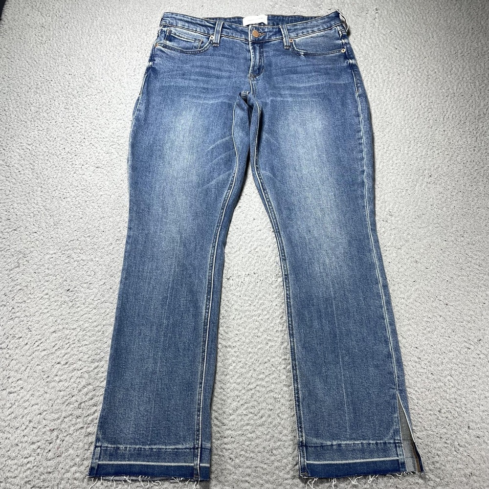 Dear John Depart Jeans Womens 30 Blue Med Wash Mid Rise Straight Raw Hem 32x30